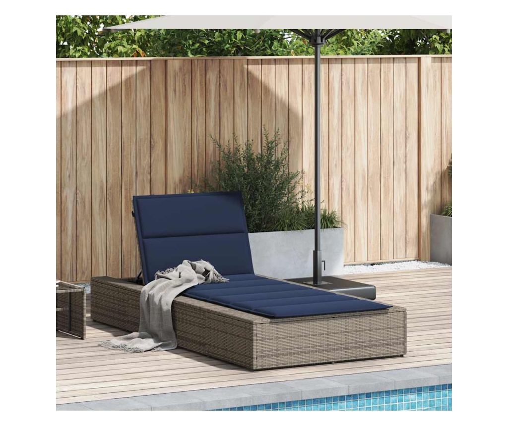 Шезлонг с плаваща възглавница Grey Poly Rattan - 2