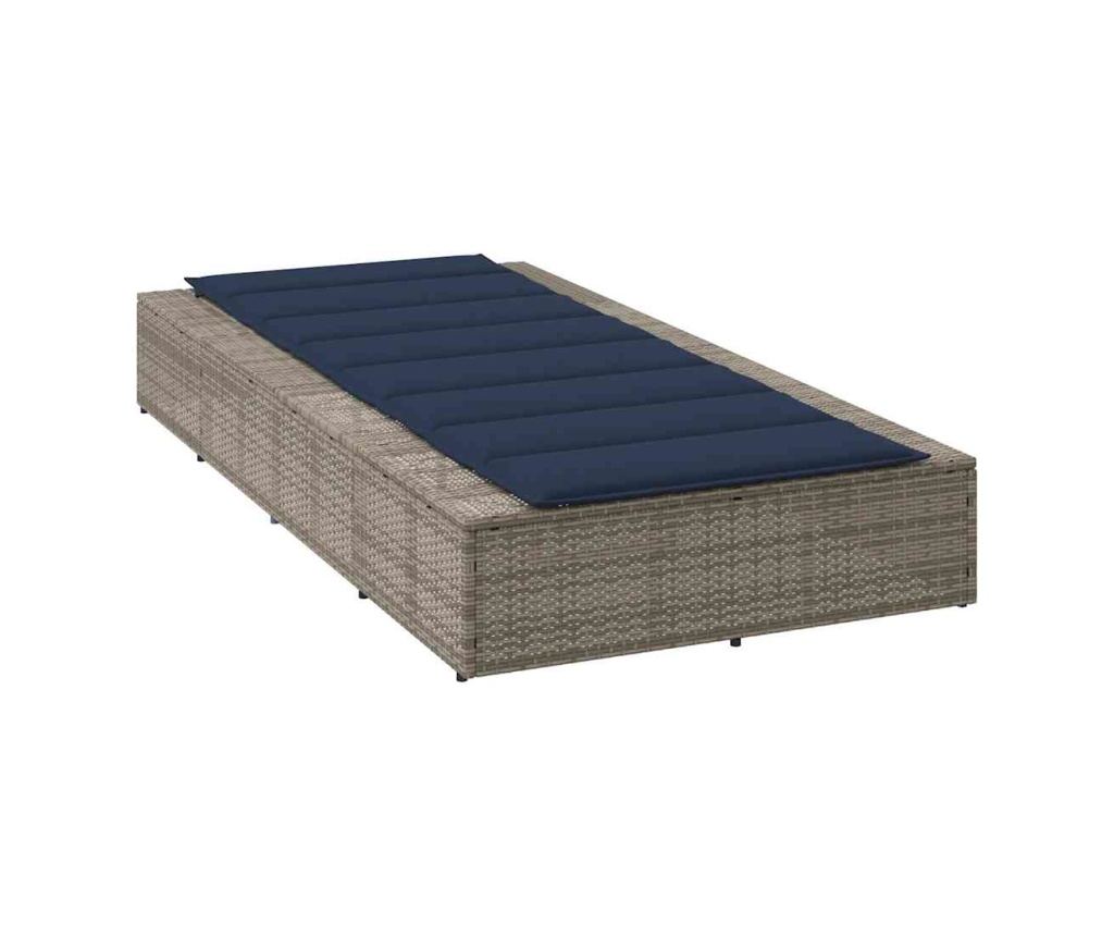 Шезлонг с плаваща възглавница Grey Poly Rattan - 5