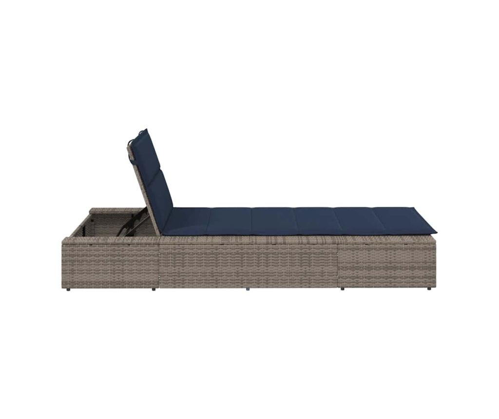 Шезлонг с плаваща възглавница Grey Poly Rattan - 7