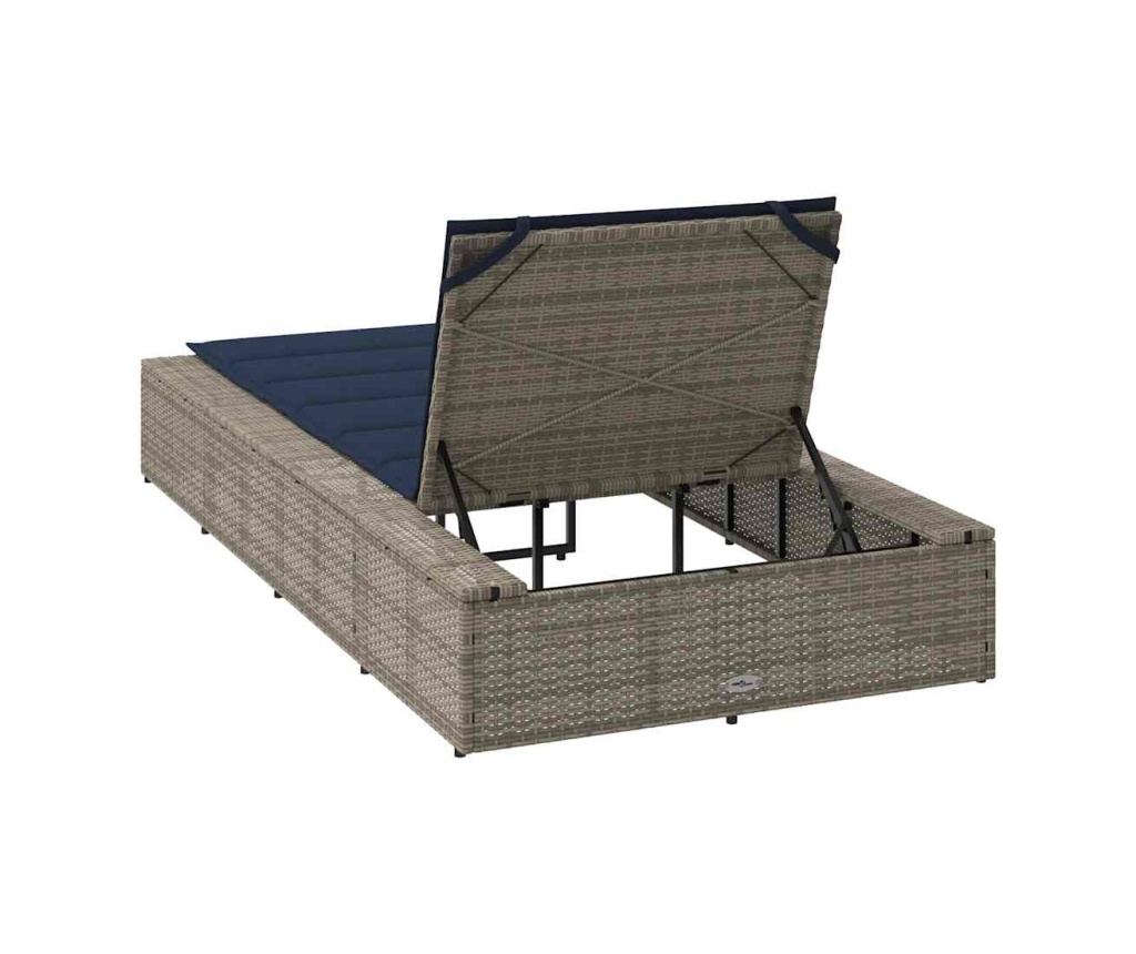 Шезлонг с плаваща възглавница Grey Poly Rattan - 8