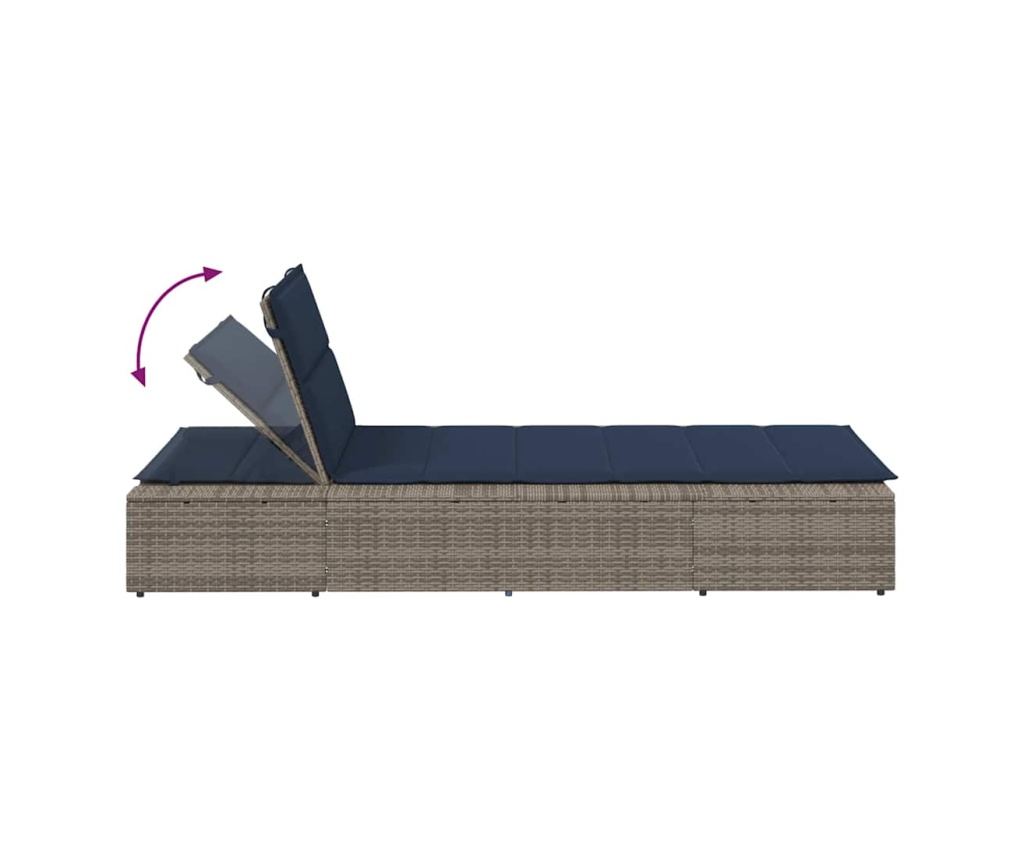 Шезлонг с плаваща възглавница Grey Poly Rattan - 9