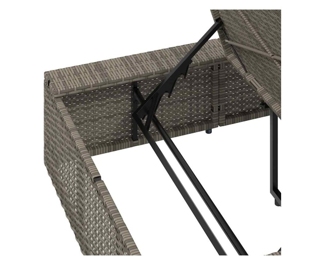 Шезлонг с плаваща възглавница Grey Poly Rattan - 10