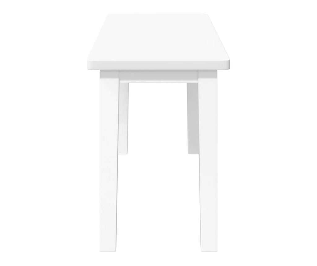 Пейка 90 cm Бяла масивна дървесина Гума - 5