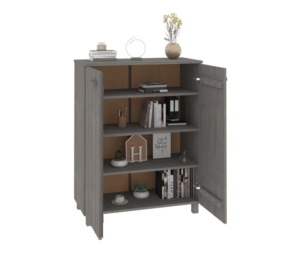 Шкаф за обувки HAMAR светлосив 85x40x108 см бор масив - 6