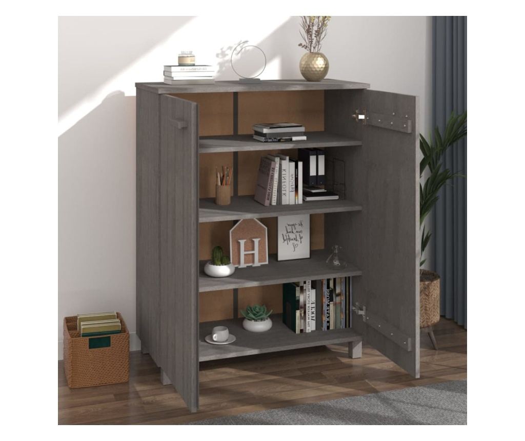Шкаф за обувки HAMAR светлосив 85x40x108 см бор масив - 7