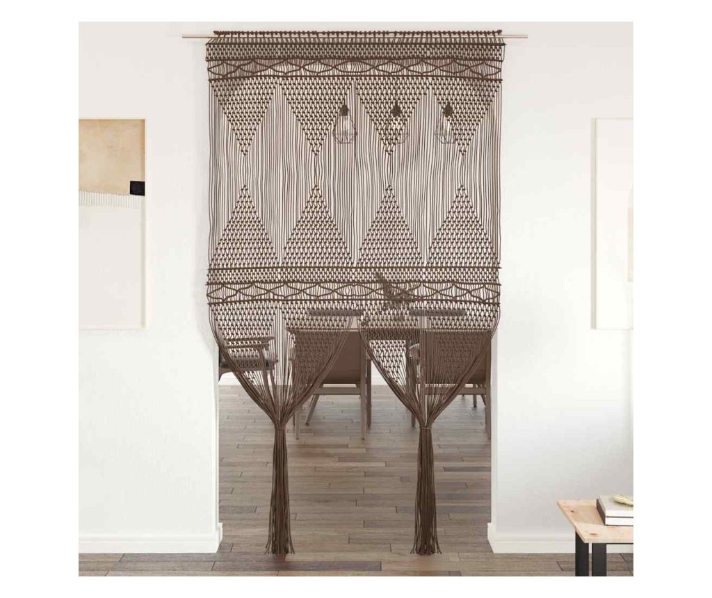 vidaXL Perdea macrame, gri taupe,140 x 240 cm, bumbac - Vivre