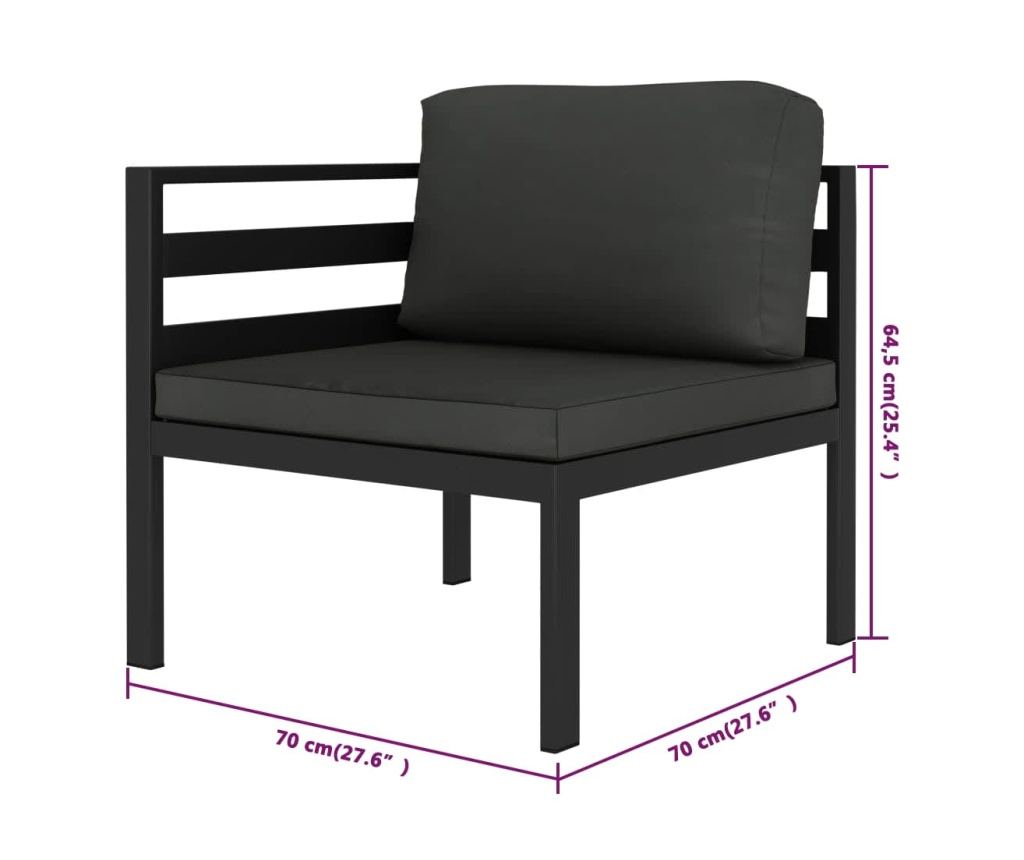 Set vrtnih namještaja s jastucima, 6 komada, antracitne boje, izrađen od aluminija. - 7