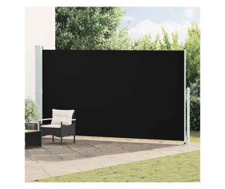 Boční zatahovací kryt na terasu, černý, 200 x 500 cm