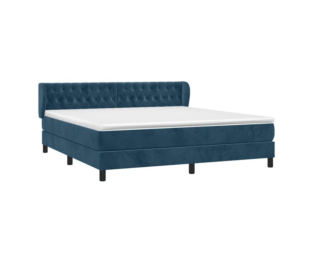 Boxspring krevet, tamnoplavi, 160x200 cm, baršun - 3