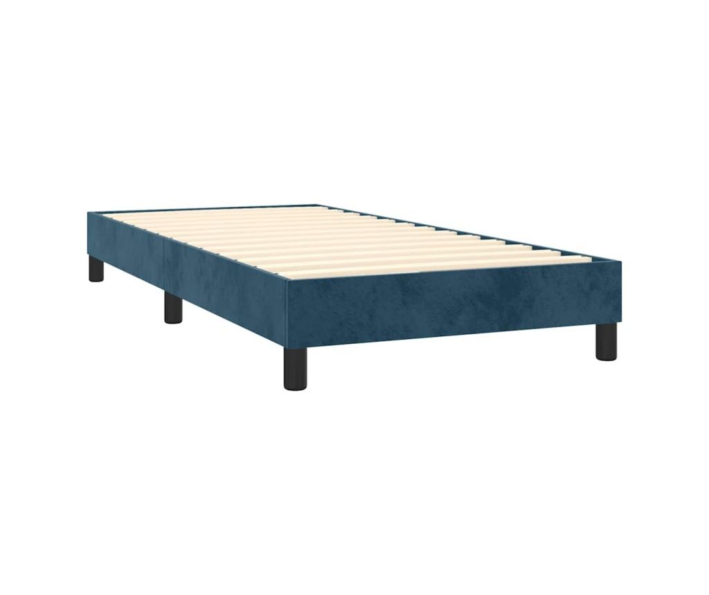 Boxspring krevet s madracem, tamnoplavi, 80x200 cm, baršun - 4