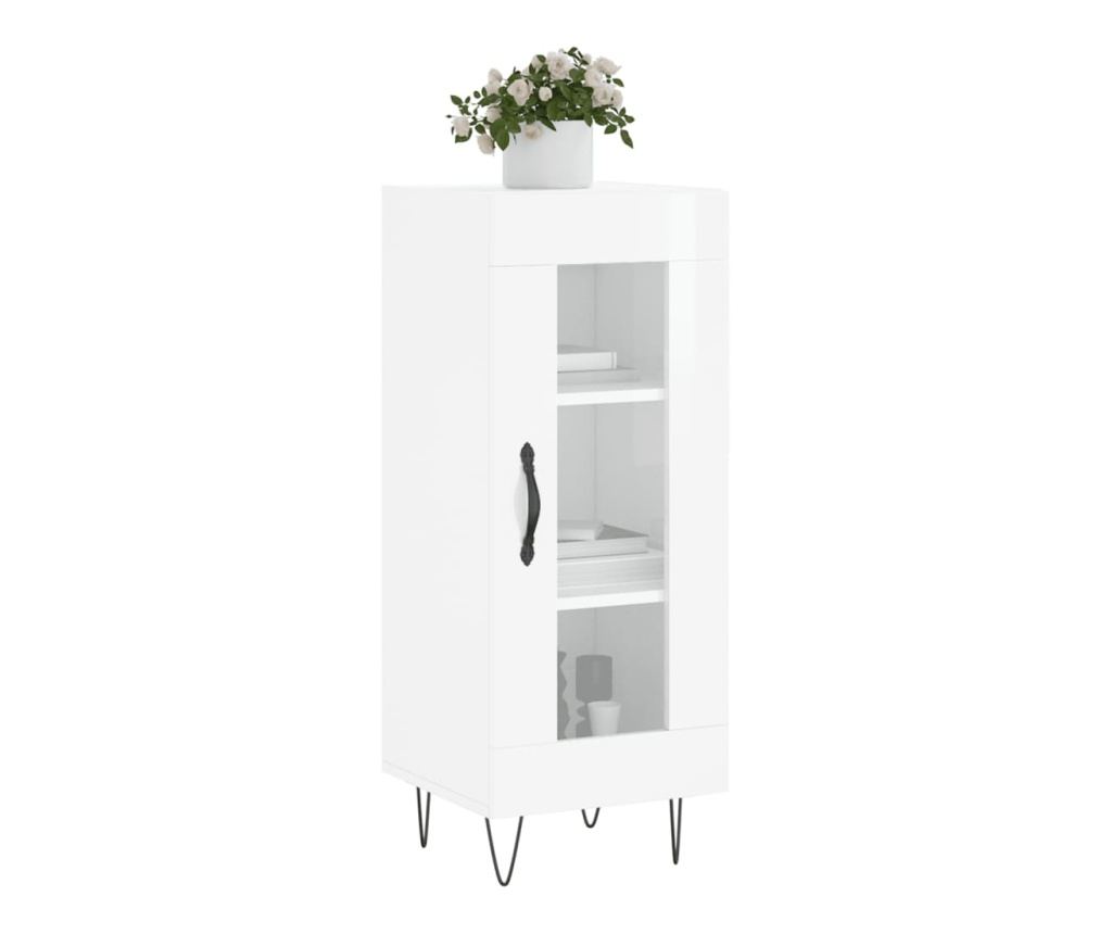 Konzola, bijela visokog sjaja, 34,5x34x90 cm, kompozitno drvo - 3