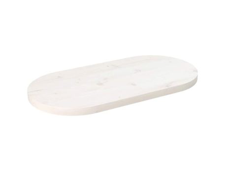 Ploča za stol bijela 70x35x2,5 cm od masivne borovine ovalna