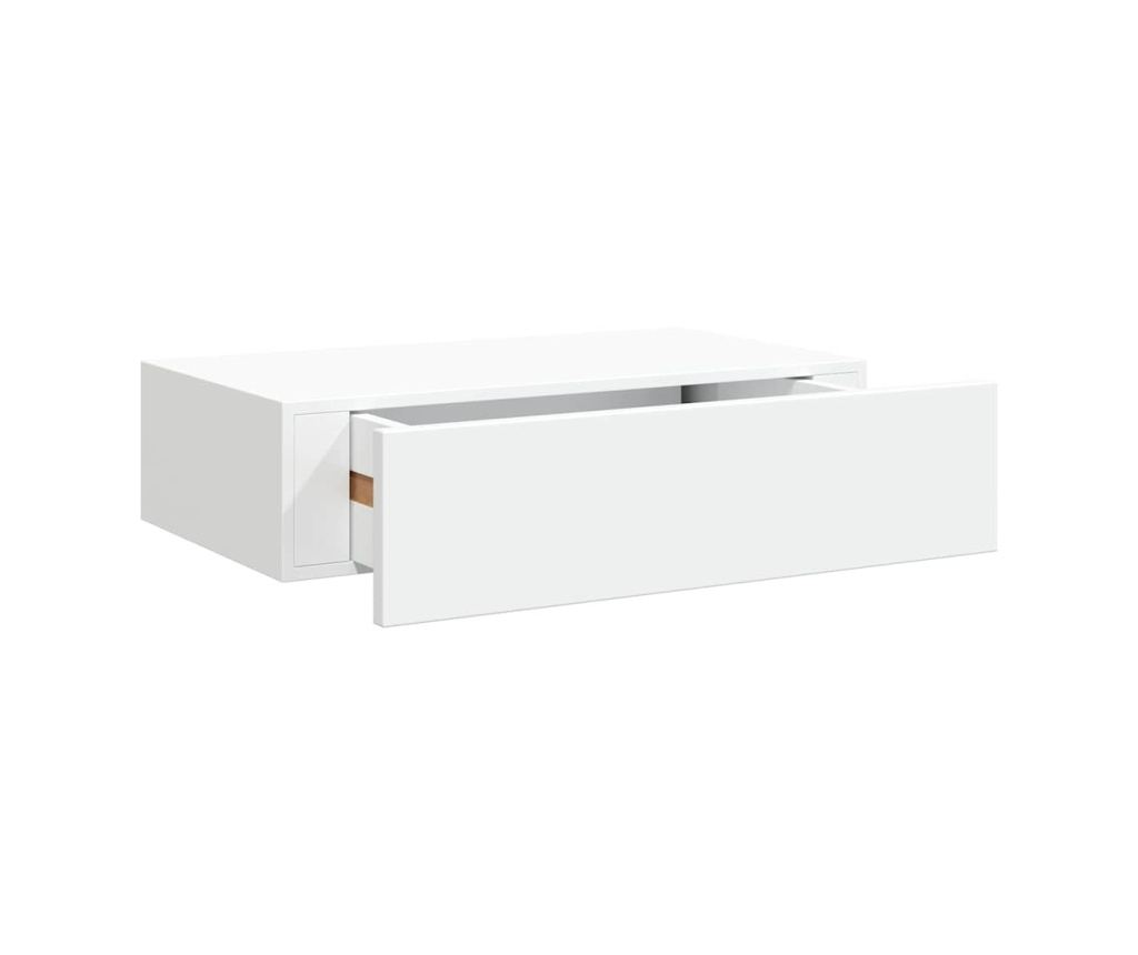 Raft de perete cu sertar, alb, 40x23,5x10 cm, MDF - 2