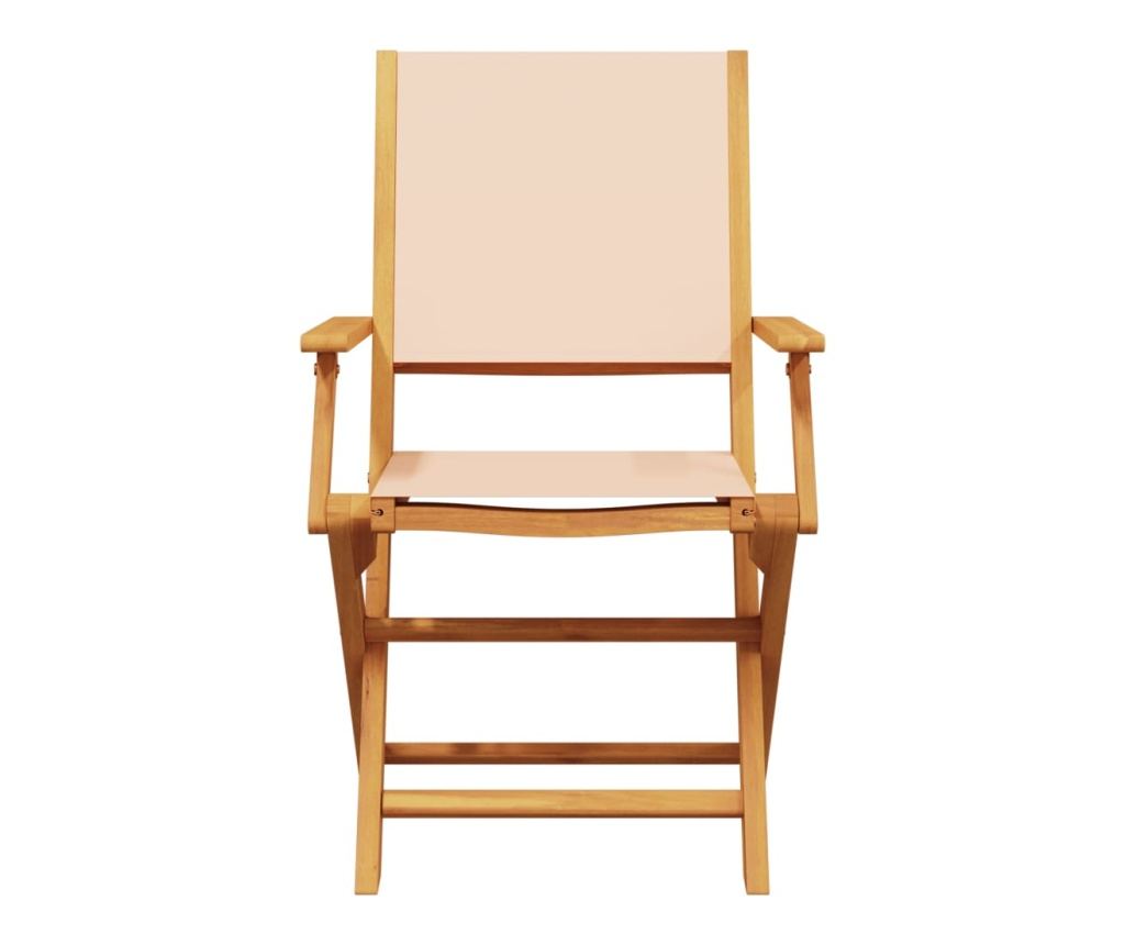 3dílný bistro set béžový textil a masivní dřevo - 4