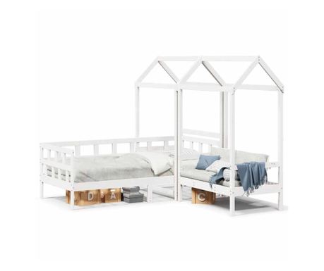 Set dnevnog kreveta s krovom 80x200 cm bijeli borovina