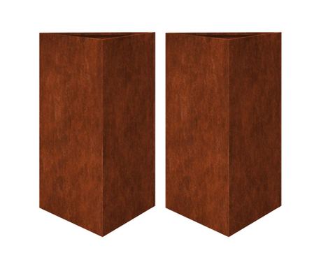 Vrtne žardinjere 2 kom trokutaste 50x43x75 cm Pohabani čelik