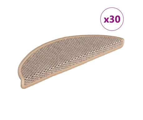 Самозалепващи стелки за стълби сизал 30бр 56x17x3см светлобежов