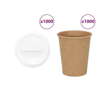 papirnate šalice za kavu s poklopcima 1000 kom 8 oz 200 ml