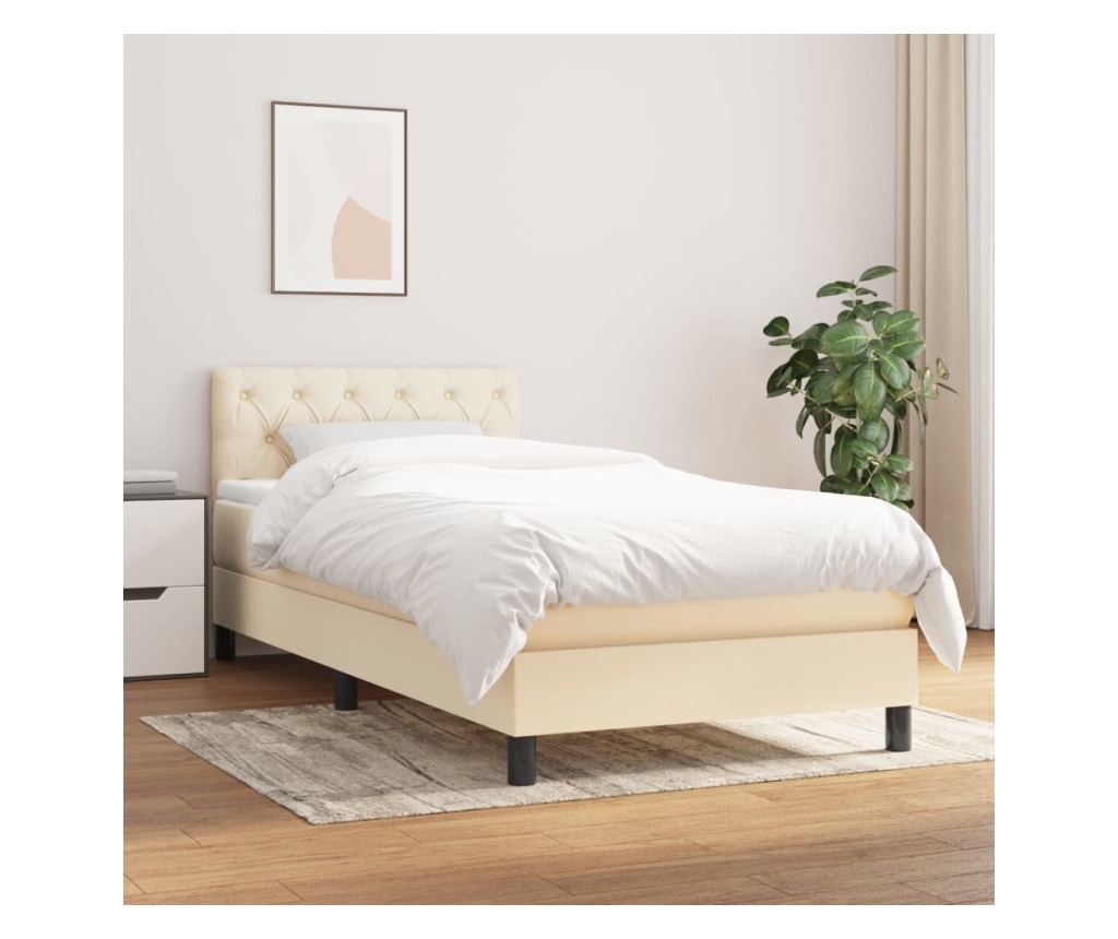Box spring postel s matrací krémová 80 x 200 cm textil - 2