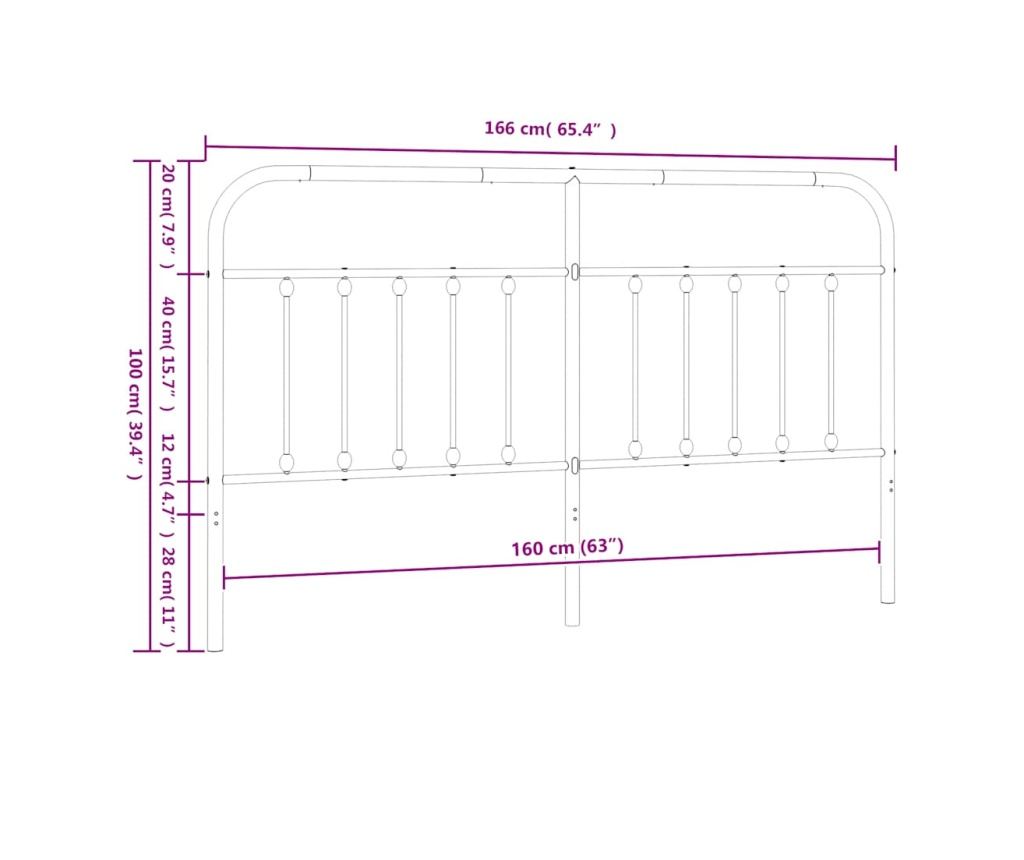 Okvir za krevet od metala, bijeli, 160 cm - 7