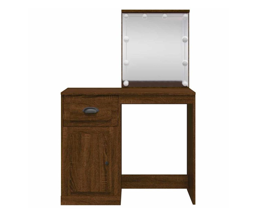 Toaletní stolek s LED osvětlením hnědý dub 90 x 42 x 132,5 cm - 5