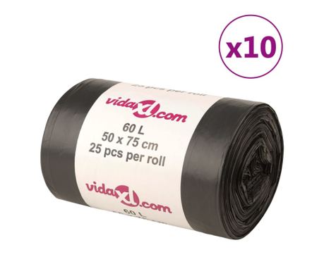 Vreće za smeće 250 kom crne 60 L