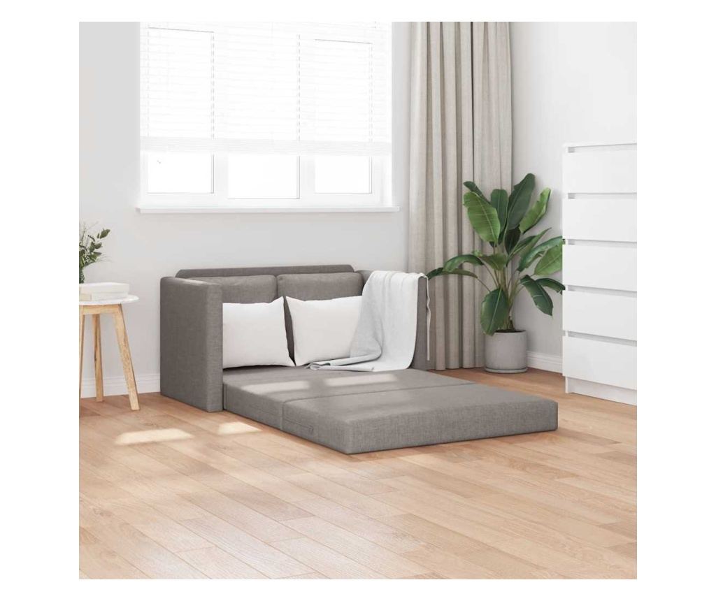 Podlahová rozkládací pohovka 2 v 1 taupe 112x174x55 cm textil - 2