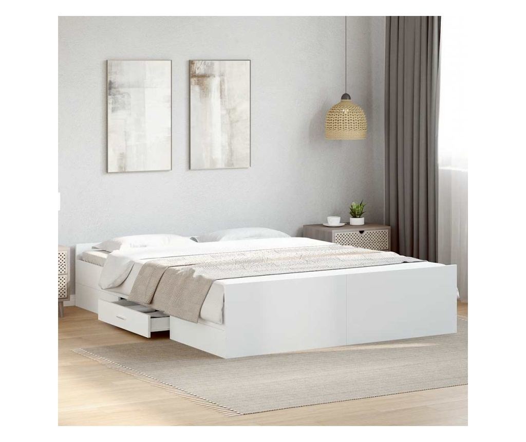 Rám postele se zásuvkami bílý 160 x 200 cm kompozitní dřevo - 2