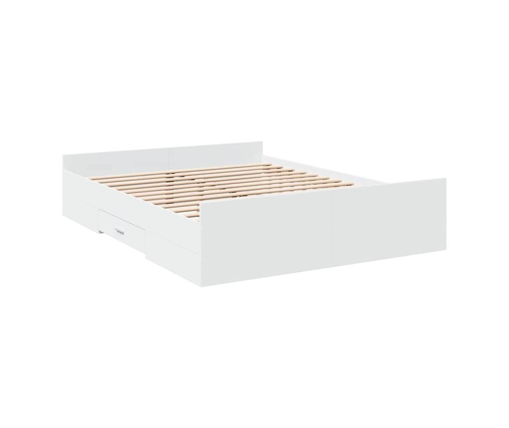 Rám postele se zásuvkami bílý 160 x 200 cm kompozitní dřevo - 6