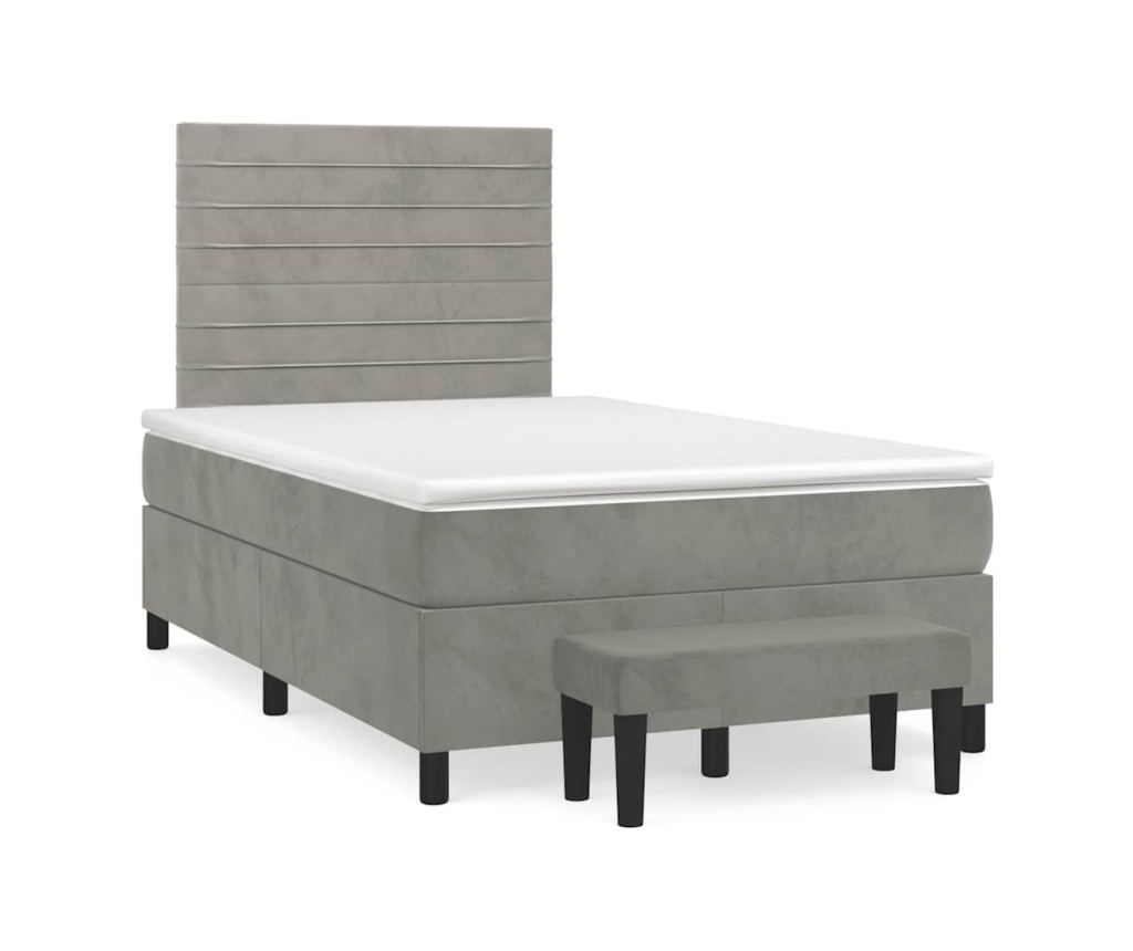 Box spring postel s matrací světle šedá 120x190 cm samet - 2