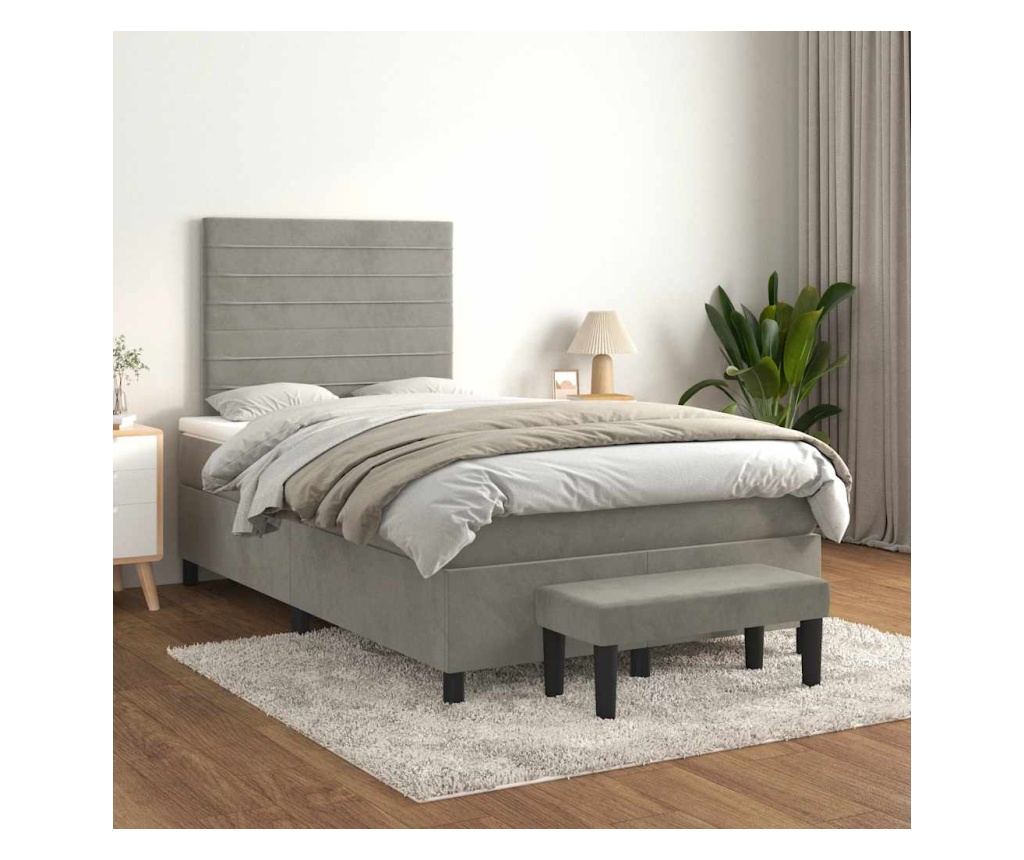 Box spring postel s matrací světle šedá 120x190 cm samet - 3