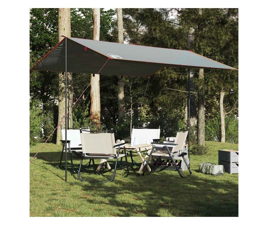 Kempingová plachta šedá a oranžová 360 x 294 cm nepromokavá - 2