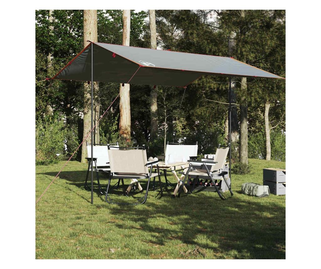 Kempingová plachta šedá a oranžová 360 x 294 cm nepromokavá - 3