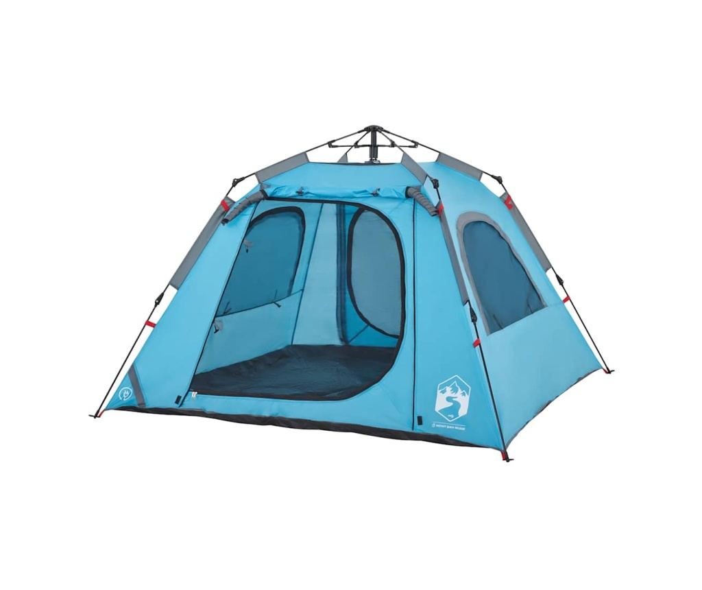 Kempingový stan kupole pro 4 osoby modrý rychloupínací - 5