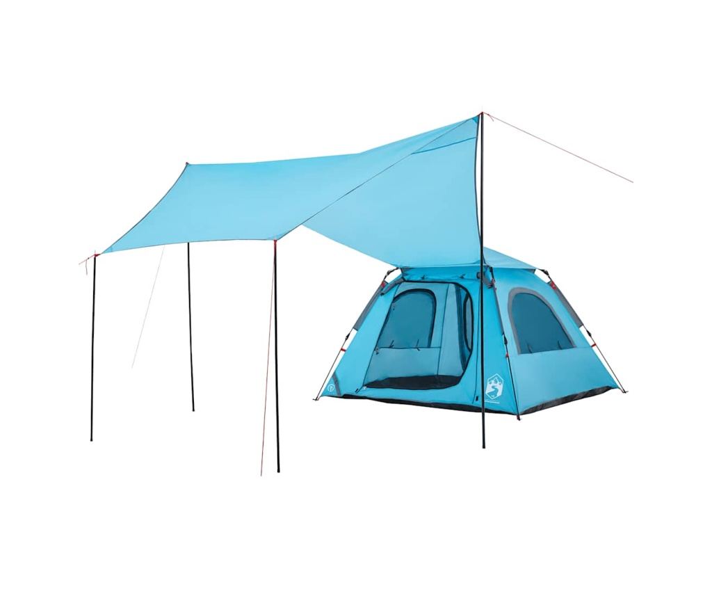 Kempingový stan kupole pro 4 osoby modrý rychloupínací - 9