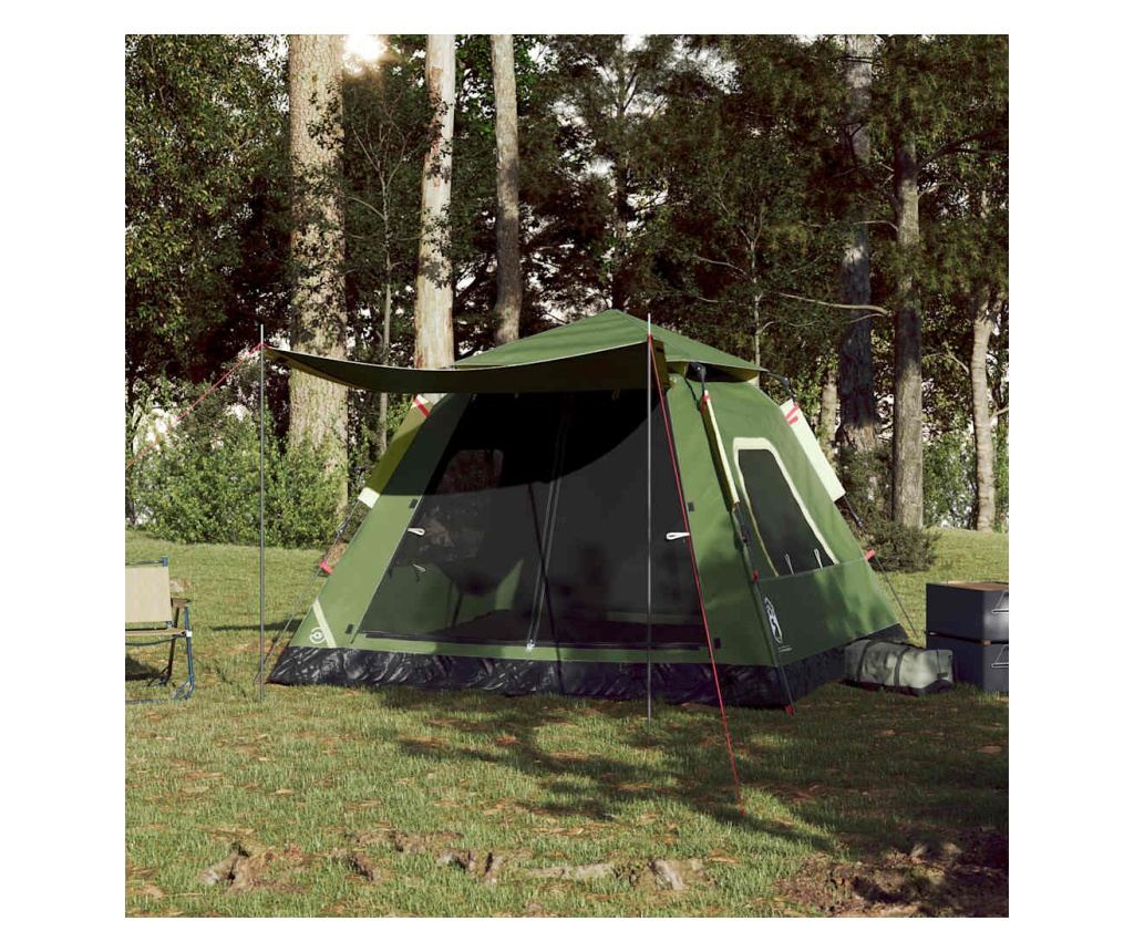 Kempingový stan kupole pro 5 osob zelený rychloupínací - 3