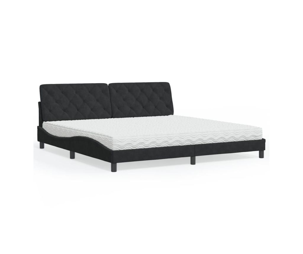 Postel s matrací černá 200 x 200 cm samet - 2