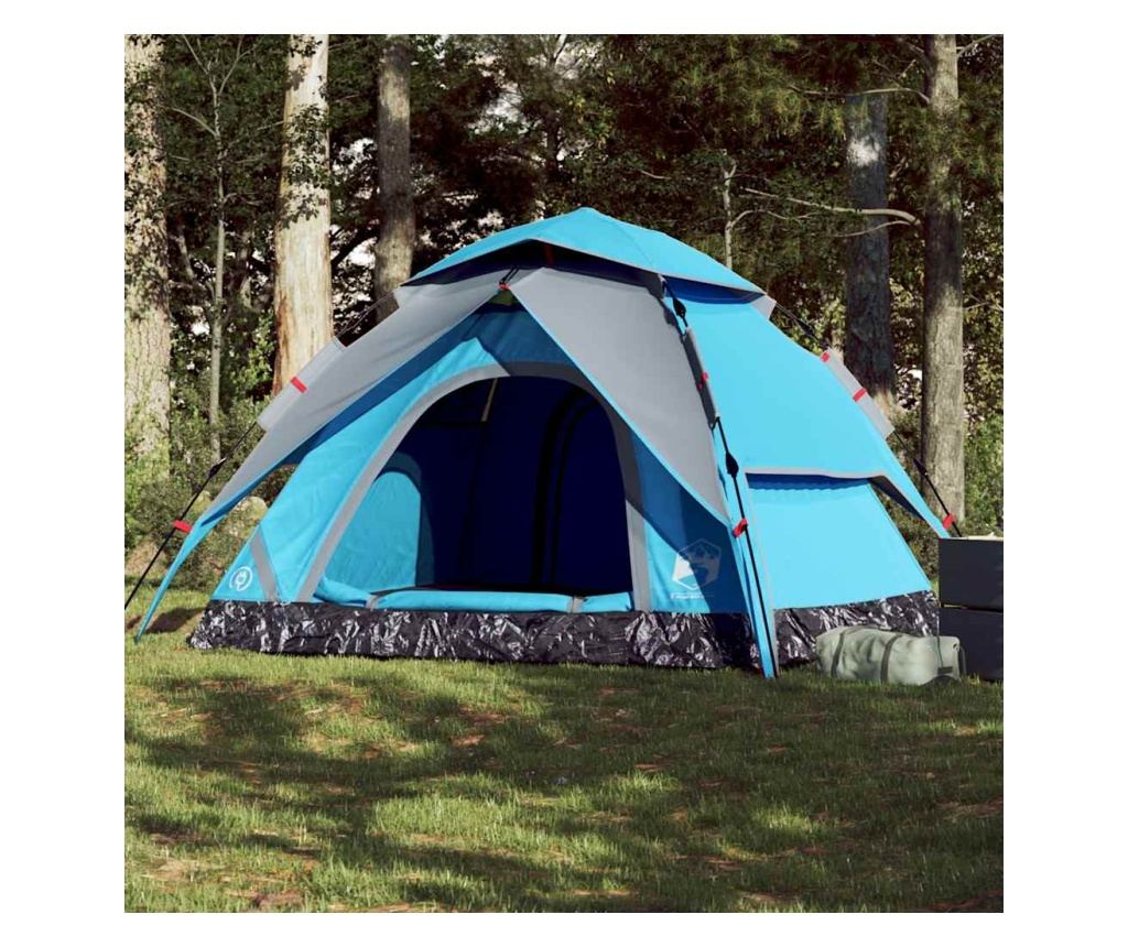 Kempingový stan kupole pro 5 osob modrý rychloupínací - 2