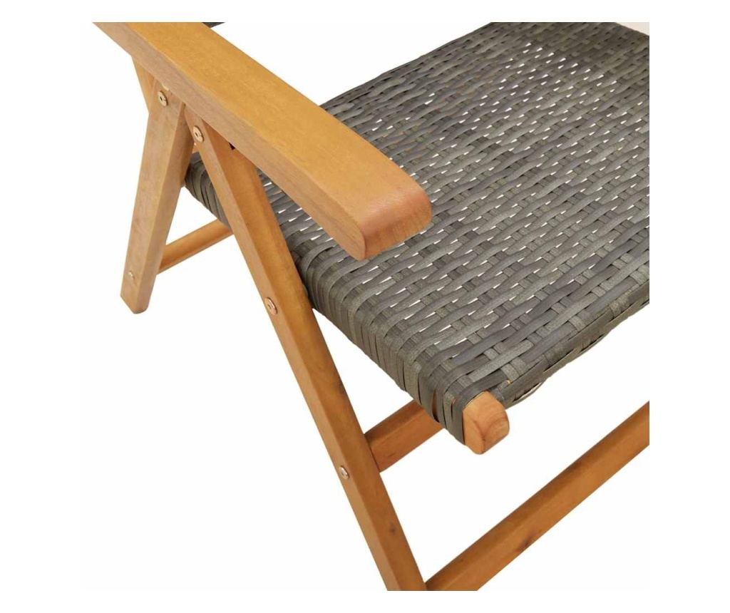 7dílný zahradní jídelní set šedý polyratan a masivní dřevo - 9