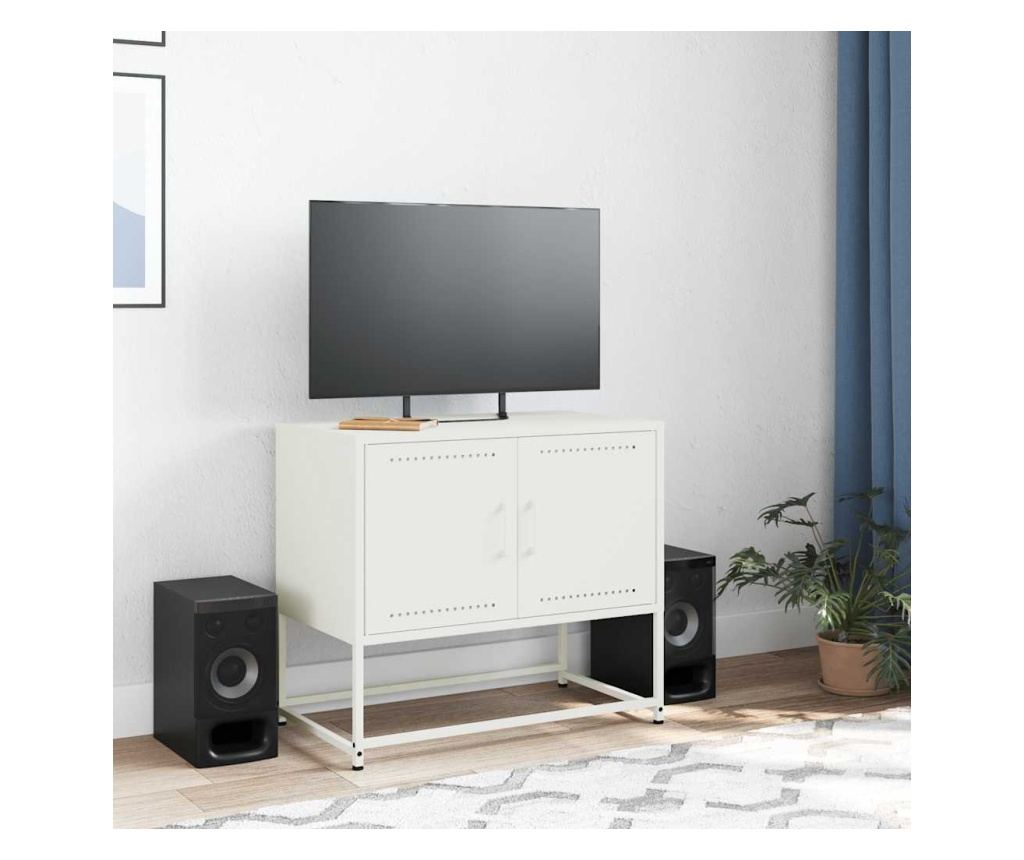 TV skříňka bílá 68,5 x 39 x 60,5 cm ocel - 3