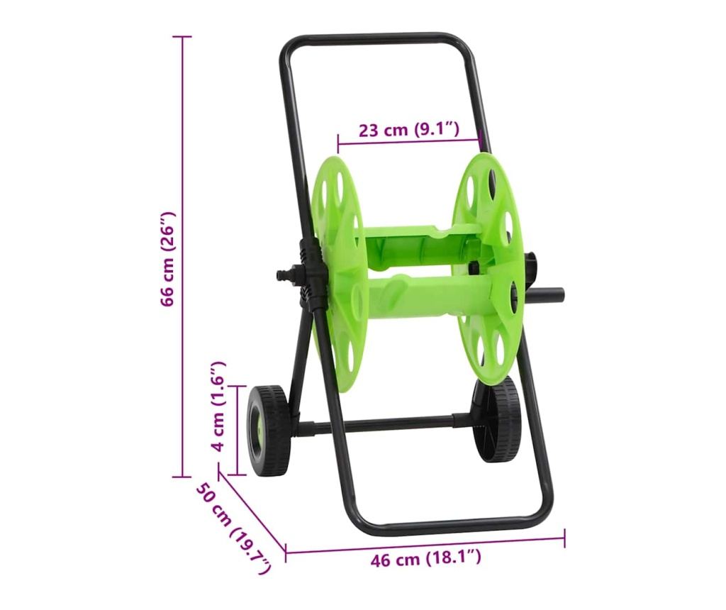 Zelený vozík s hadicovým navijákem pro 60 m 1/2 hadice ocel - 8