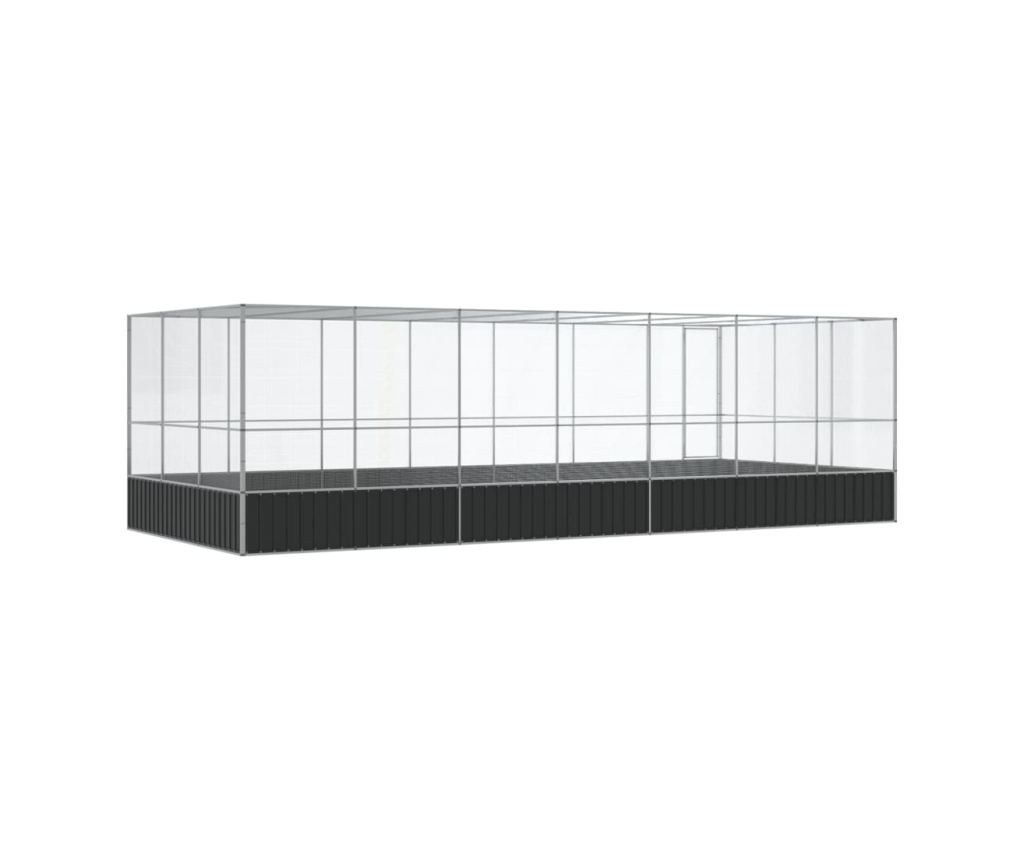 Voliéra s nástavbou stříbrná 725 x 307 x 212 cm ocel - 5