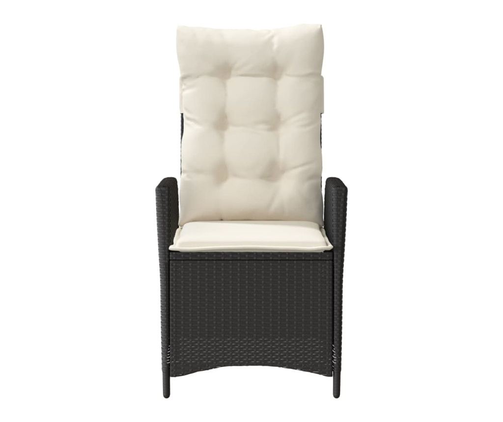 Бистро комплект с възглавници 3 части черен полиратан - 5