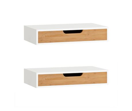 SoBuy fehér úszó fali polc beépített fiókkal, MDF, 16 kg terhelhetőség