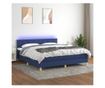 Krevet s oprugama, madracem i LED rasvjetom, plavi, 180x200 cm, tekstil thumbnail 1