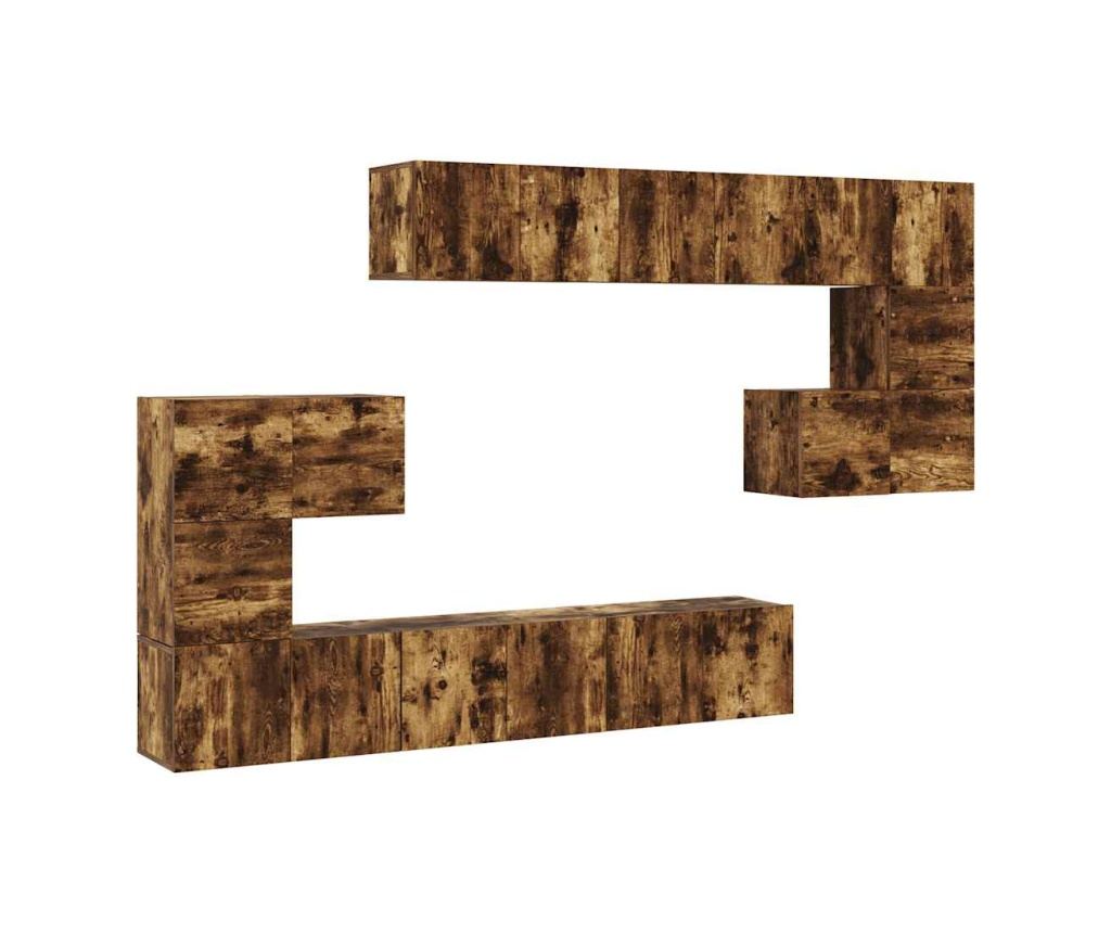 Set omarjev za TV, 10 kosov, dimni hrast, obdelano leseno - 9