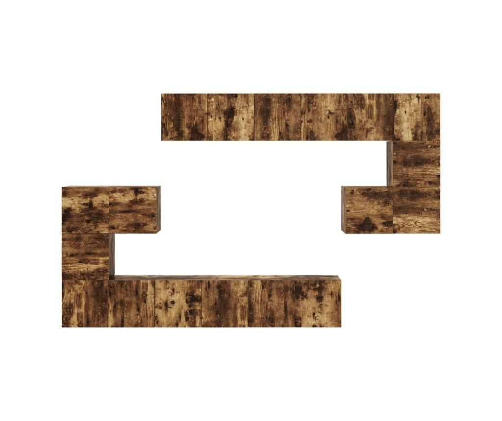 Set omarjev za TV, 10 kosov, dimni hrast, obdelano leseno - 12