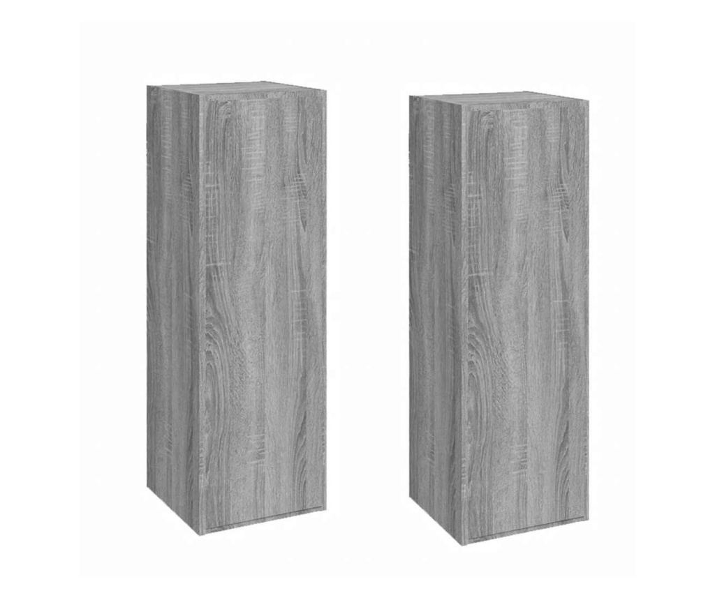 TV Ormarić, 2 kom, Sonoma siva, 30,5x30x90 cm, Konstruirano drvo - 2