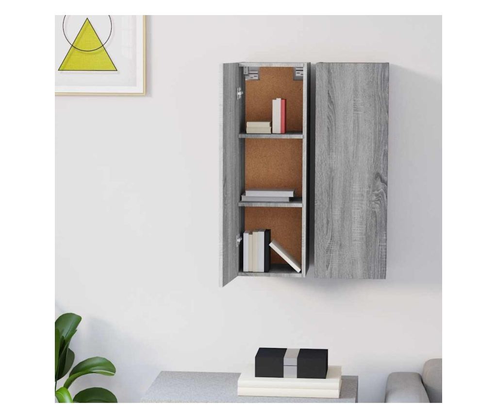 TV Ormarić, 2 kom, Sonoma siva, 30,5x30x90 cm, Konstruirano drvo - 3