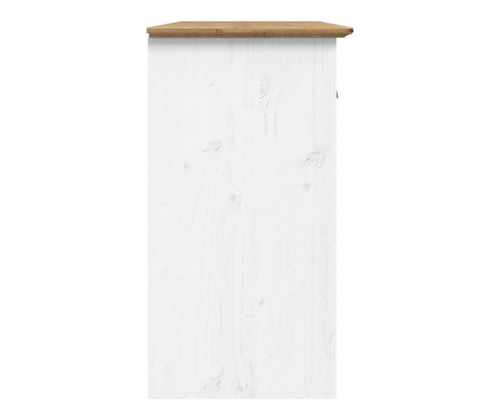 BODO Sideboard, bijela i smeđa, 115x43x79,5 cm, masivna borovina - 5
